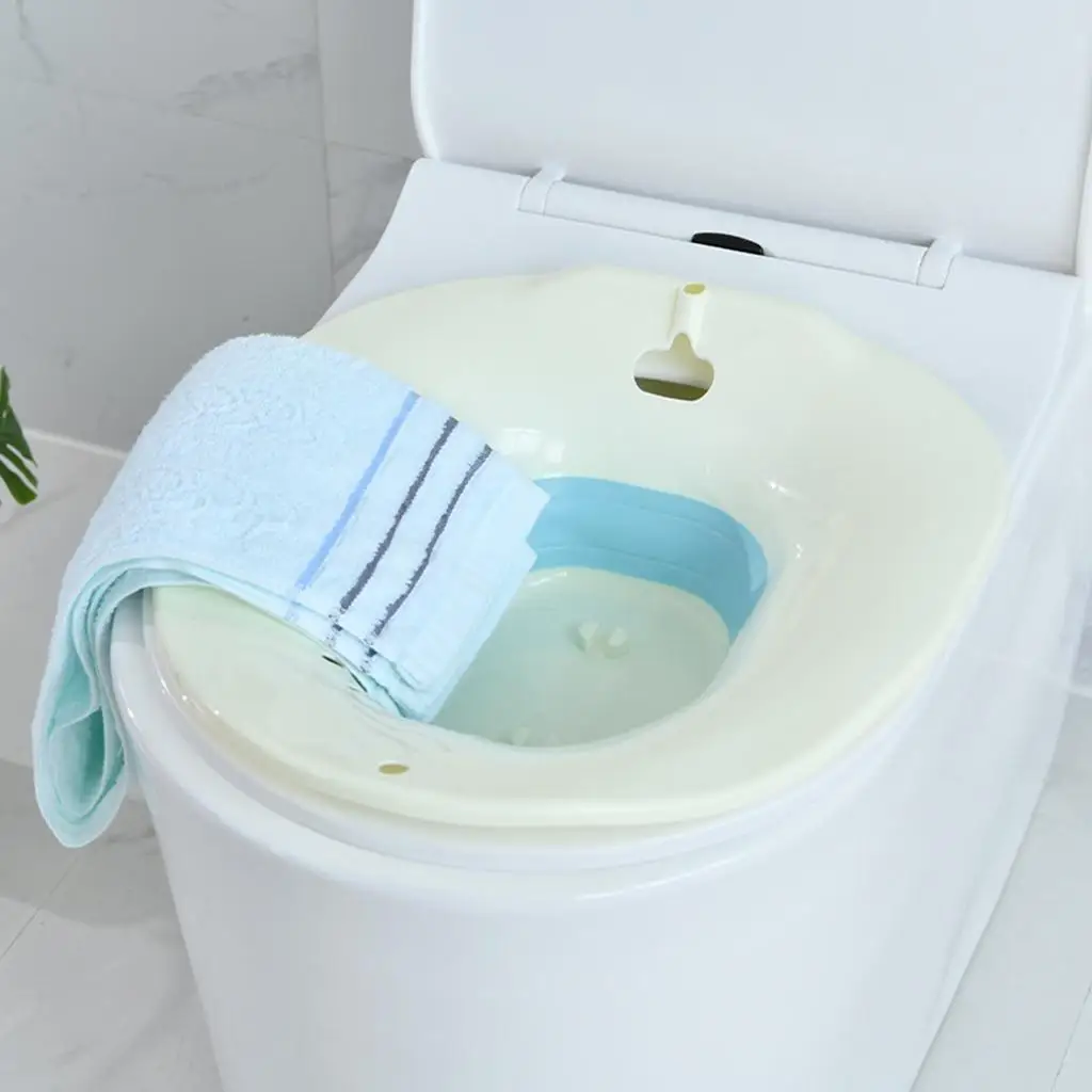 

Foldable Sitz Bath Basin Silicone Hip Tub with Flusher Easy Clean for Hemorrhoid Patients Pregnancy and Elderly
