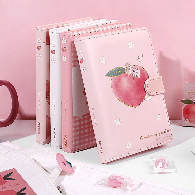 New Buckle Notebook Colored Page Fruit Pattern Notebook Student  Ledger Stationery Supplies