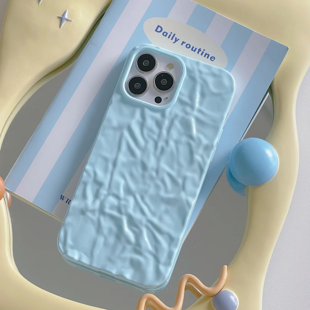 Qianliyao Milk Blue tin paper pattern Phone Case for iphone 16 15 14 13 11 12 Pro Max X XS Max XR Shockproof Soft Cover