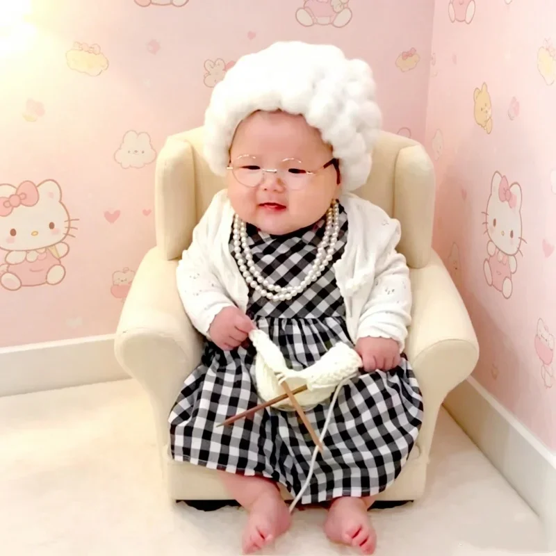 

Grandma Grandpa Style Baby Costume Newborn Cosplay Outfit Adorable Photo Props For Baby Girls Boys Studio Portrait Shooting Use