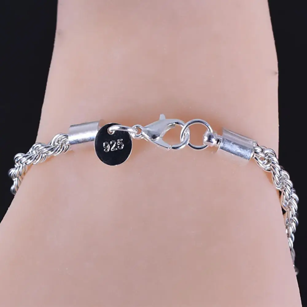 Women Bracelet 925 Silver Twist Bangle Arm Cuff Charm Bracelet Clasp Party Wrist Jewelry Arm Ring Jewelry Accessories