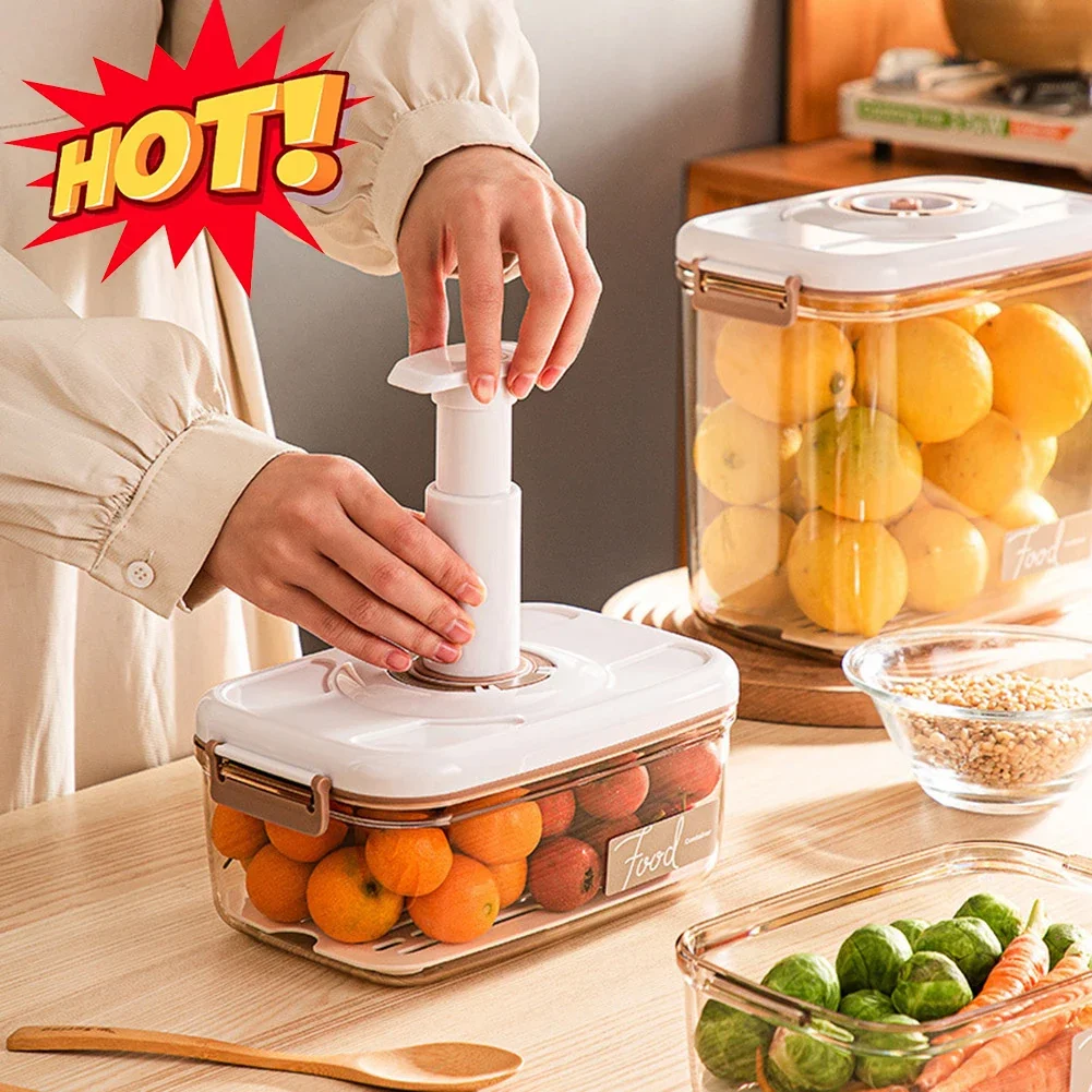 Food Vacuum Storage Box Sealed Fresh-Keeping Box Large Capacity Food Dispenser with Vacuum Pump Transparent Storage Container