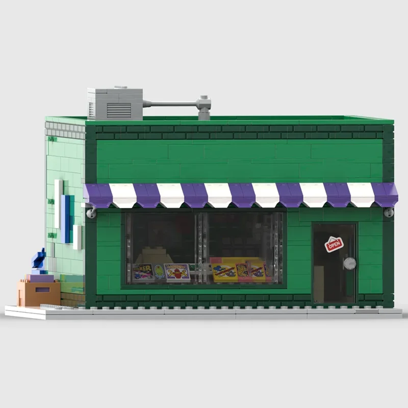 Moc Building Bricks Springfield Architecture Street View Collection Technology Block Popular Movie Model DIY  Assembly Toys Gift