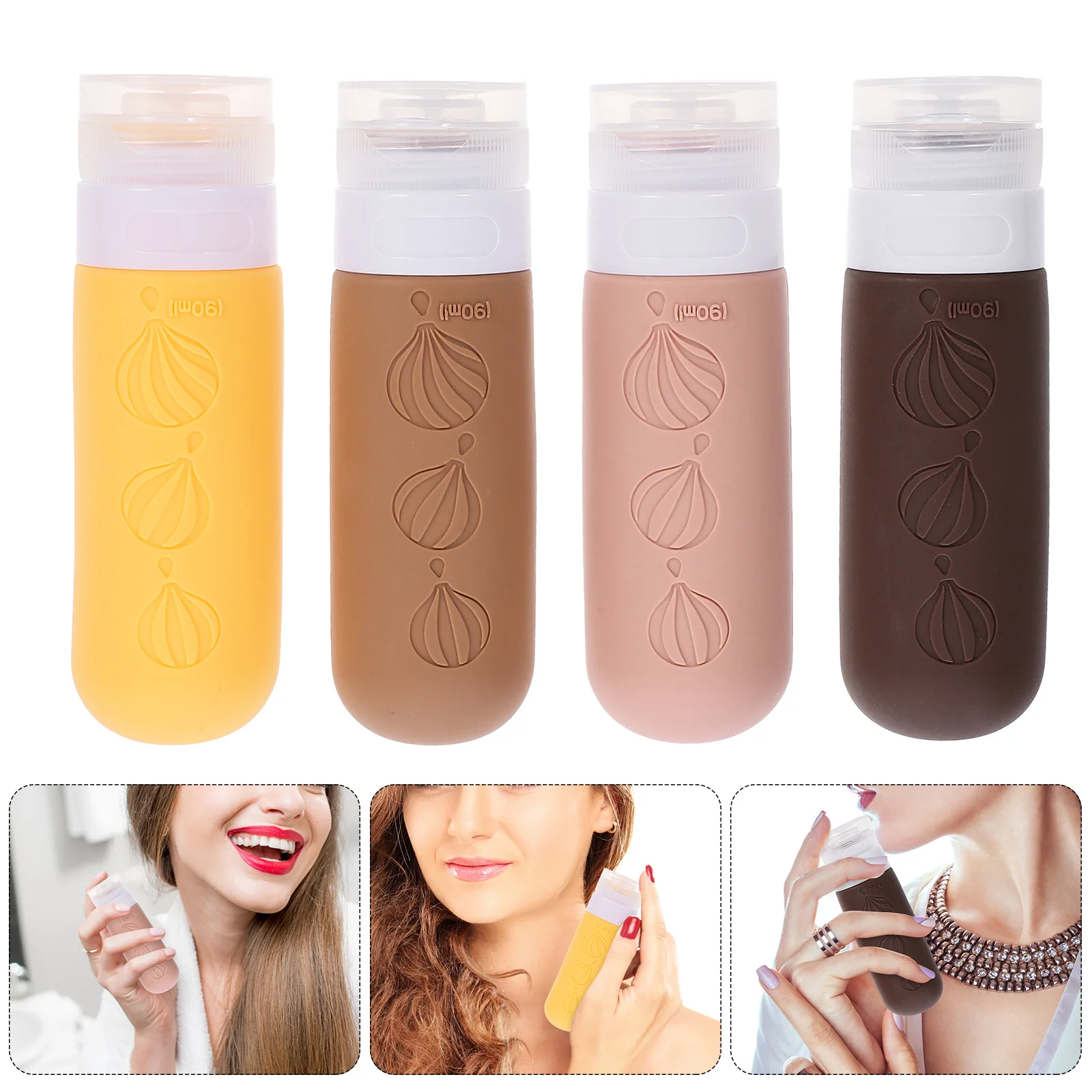 Set di bottiglie da viaggio da 4 pezzi Contenitori per articoli da toeletta in silicone 90 ml Contenitore portatile ricaricabile per shampoo, lozione, gel, per viaggi d'affari