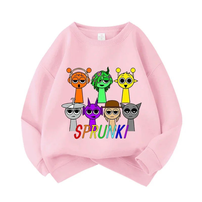 Sprunki Cartoon Game Printed Pullover Anime Rhythm Box Incredibox Loose Hoodies Spring Autumn Children Clothes Round Neck Tops