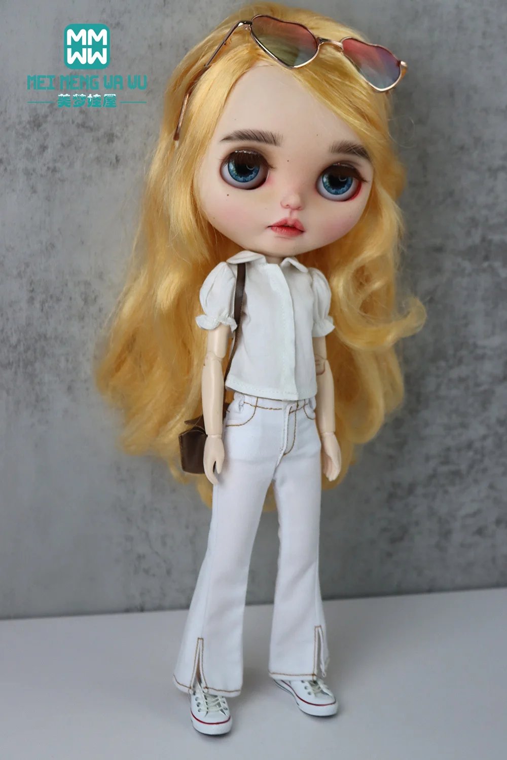 

Clothes for doll fits Fashion flared jeans shirt for 28-30cm Blyth Azone OB22 OB24 doll accessories