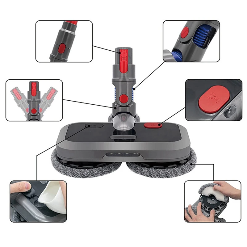 Электрическая насадка для швабры AGOUP для беспроводного пылесоса Dyson V7 V8 V10 V11 V15, насадка для швабры для влажной и сухой уборки, запасные части для щетки для пола