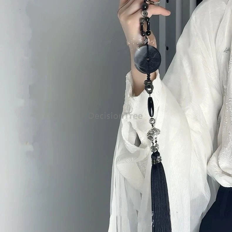 2025 improved chinese traditional waist pendant copper coin element long tassel waist hanging versatile hanfu qipao accessory