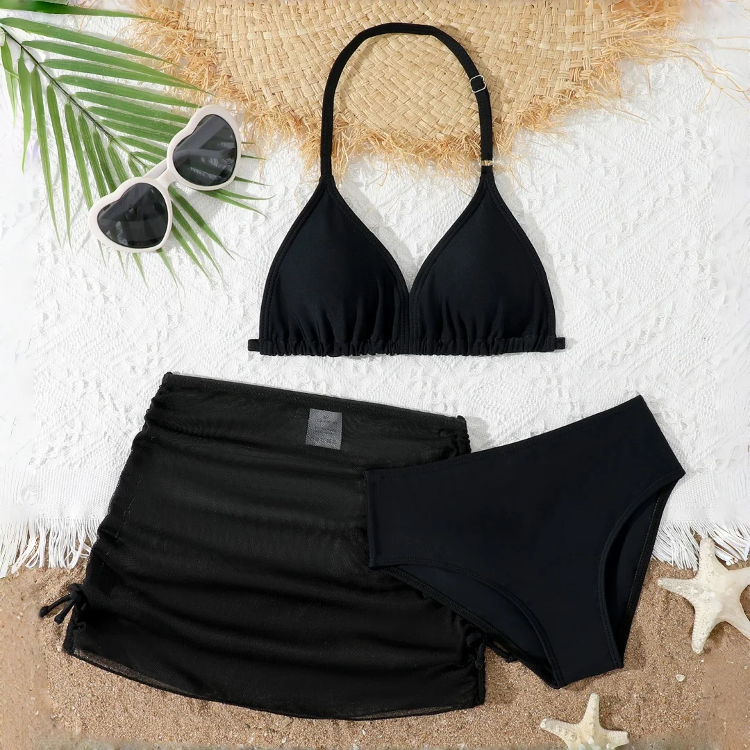 

Teen Girls Three-Piece Bikini Swimsuit Set for Swimming at The Beach Or Pool Child Girl Swimwear Summer Bathing Suit Kids Outfit