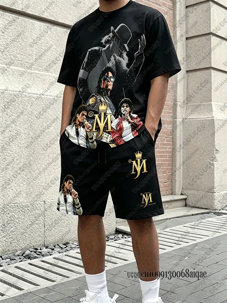 Conjunto Deportivo de Verano 2026, Homenaje al Rey del Pop, Michael Jackson, Camiseta y Pantalones Cortos, Ropa Deportiva de Secado Rápido para Fans