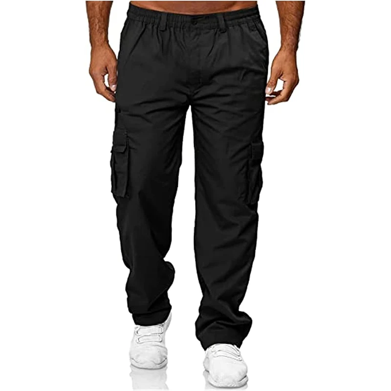 Picklion Men\'s Multi-Pocket Pants Outdoor Cargo Jogger Pant Work Hiking Tactical Loose Straight Trousers Sweatpants