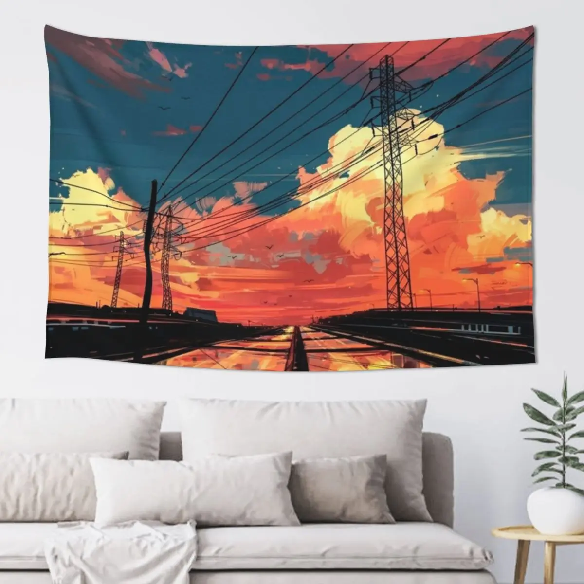 

Anime Urban Sunset Tapestry Home Supplies Bedroom Decor Aesthetic House Decoration Tapestry