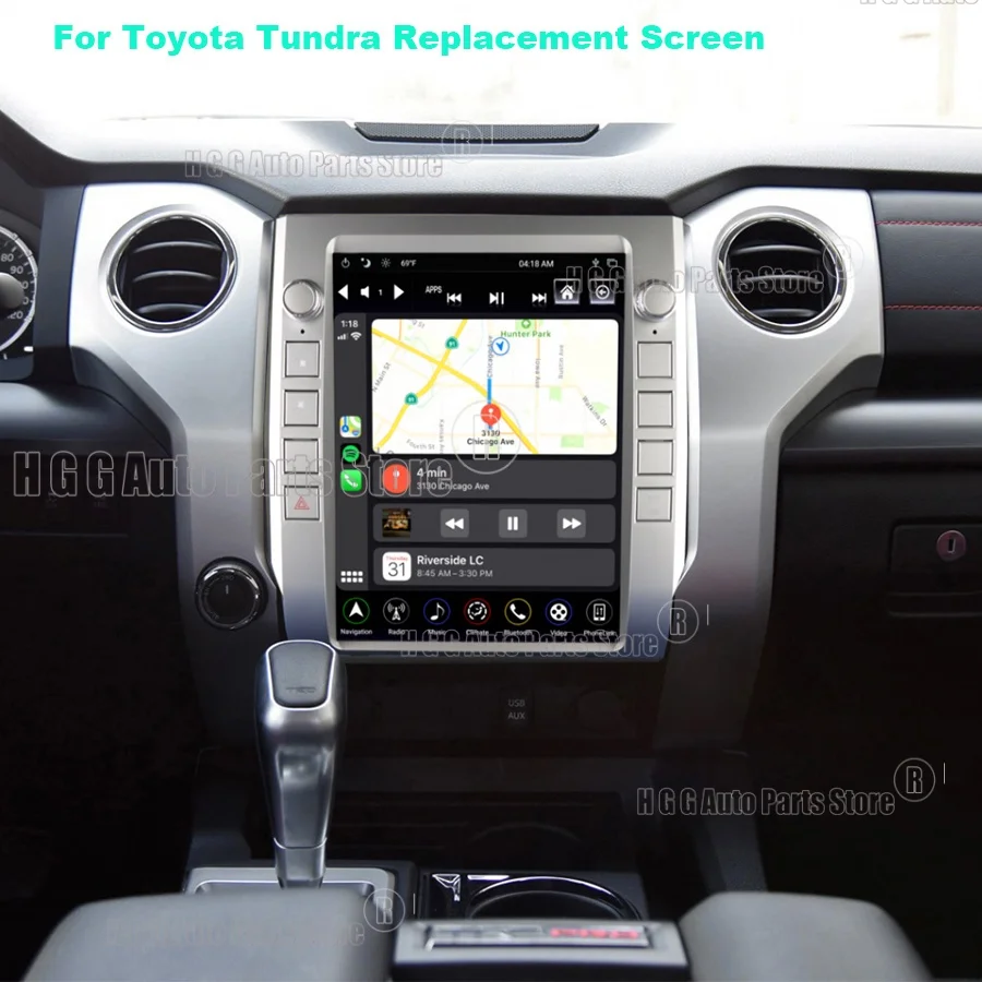 راديو سيارة qq Android 14 لسيارة Toyota Tundra 2014-2020، CarPlay Navigation، وحدة رأس الصوت والفيديو، نظام الوسائط المتعددة الاستريو التلقائي
