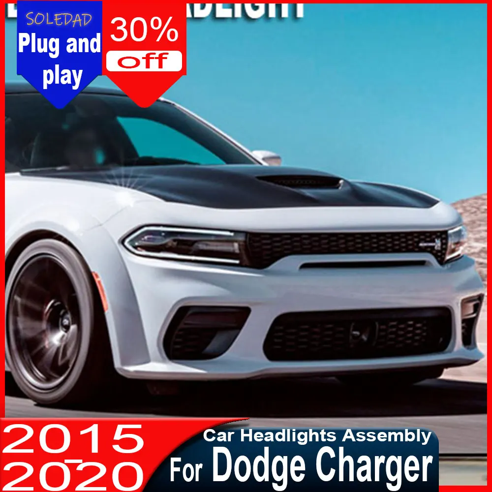 

Автомобильные фары для Dodge Charger 2015-2020: светодиодные фары с RGB DRL, проекционные линзы, аксессуары, 2 шт.
