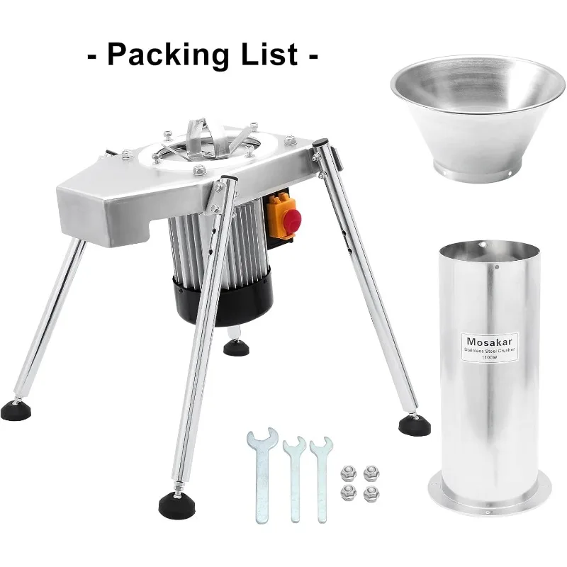 

Fruit and Apple Crusher - 1100W Stainless Steel Fruit Scratter Pulper for Juice Wine Cider Press
