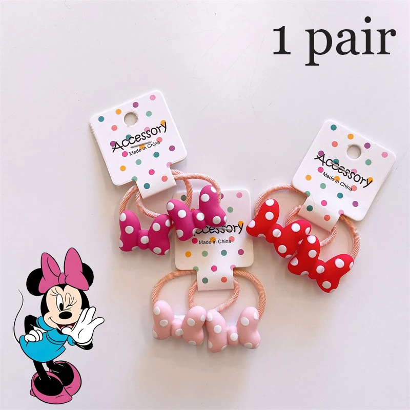 1 زوج ديزني ميني ماوس الشعر حبل العلاقات الفتيات الطفل ذيل حصان حامل الكرتون شريط مطاطي صغير الاطفال أغطية الرأس إكسسوارات الشعر هدية #1