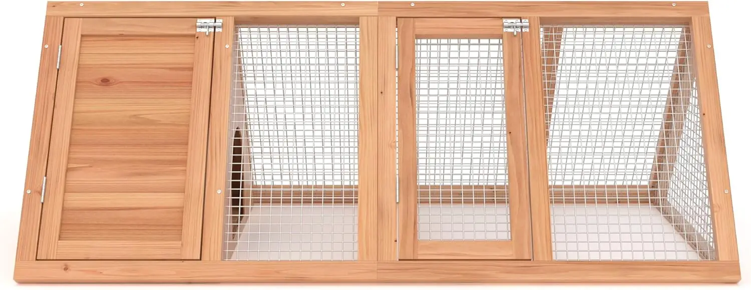 US 45.75 in. W x 24.5 in. D x 20.75 in. H Wooden A-Frame Outdoor Rabbit Cage Small Animal Hutch with Outside Run