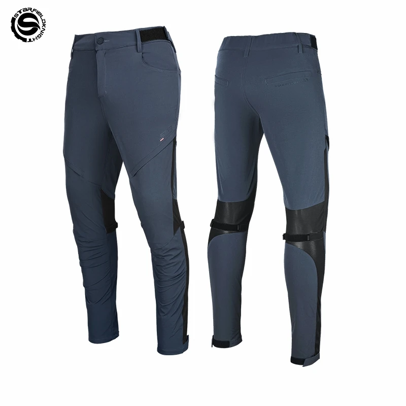 SFK Gery-blue Motorcycle Riding Pants Summer Quick Drying Breathable Men's Trousers With CE Protective Armor Gears Accessories