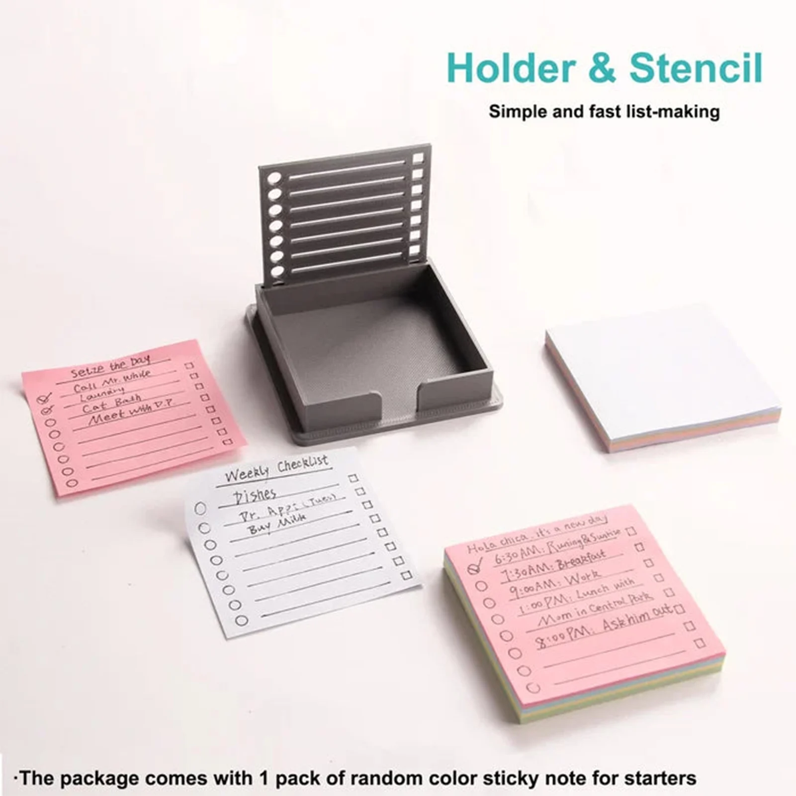 Stick Note Holder with Stencil Simple and Fast List Making Template for Leaving Notes on Doors Monitors PR Sale