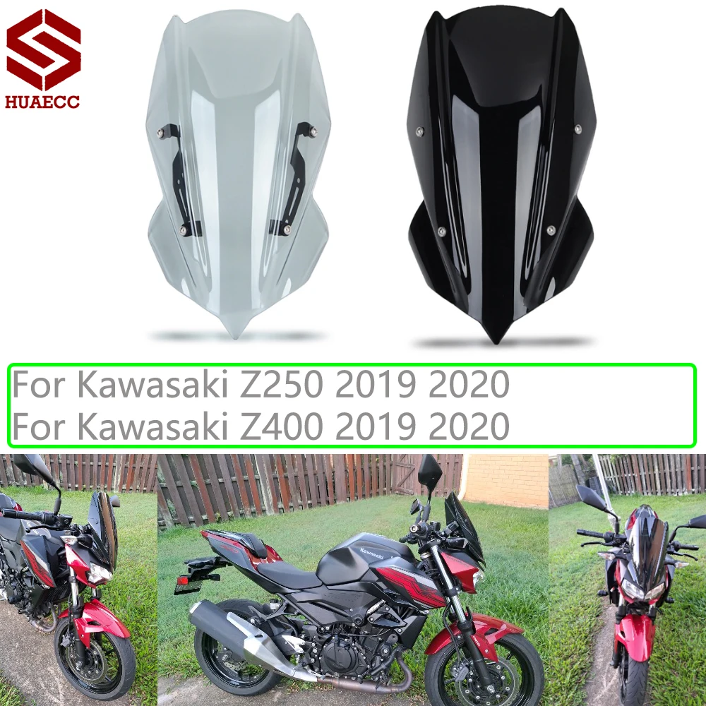 For Kawasaki Z250 Z400 2019 2020 2021 2022 2023 2024 Motorcycle Windscreen Windshield Wind Deflector Z 250 400