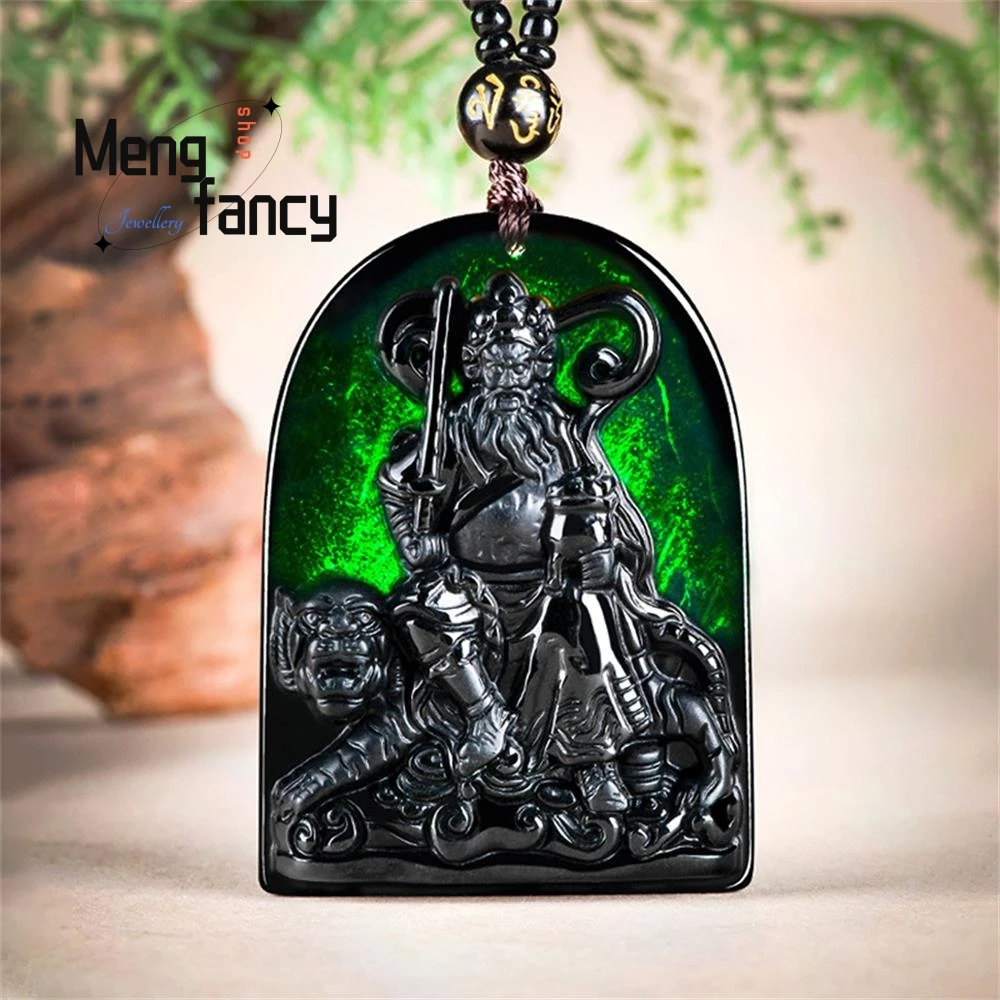 

Natural Ink Cui A Jadeite Tianguan Shanggod Zhao Gongming God Of Fortune Jade Icy Pendant High-grade Fashion Luxury Fine Jewelry