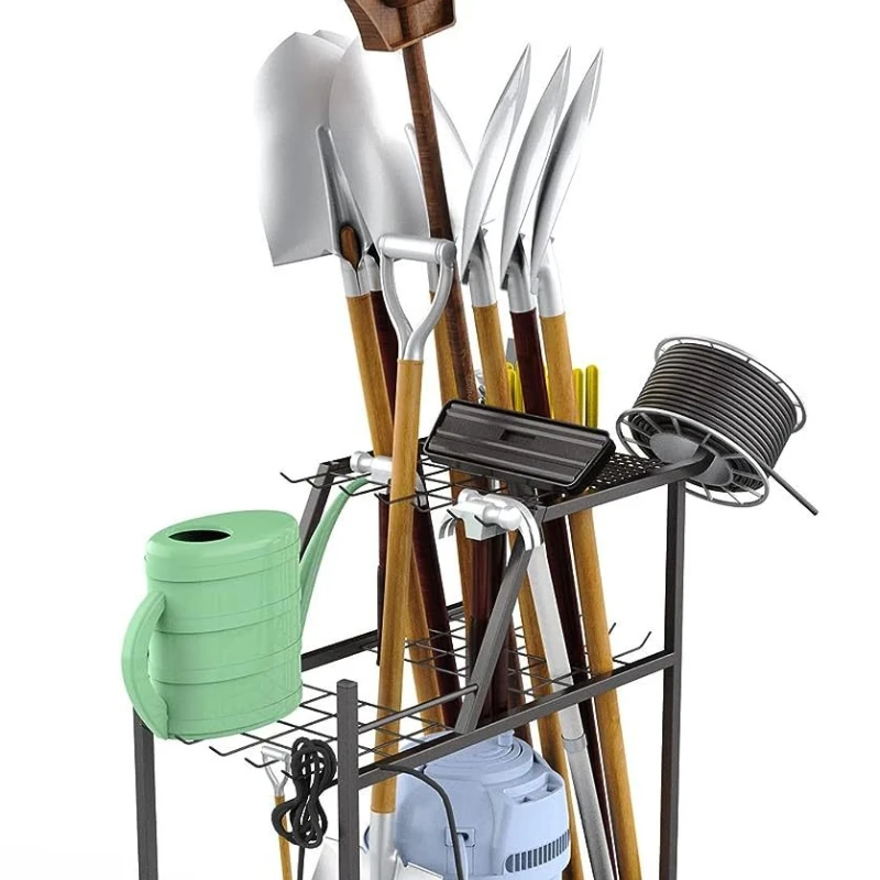 

3-Floor removable garden tool cart, organize garden tool storage rack