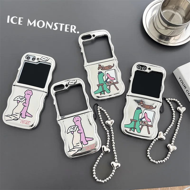 

Cartoon Dinosaur Phone Case for Samsung Galaxy Z Flip 6 5 4 3 Protective Back Cover for ZFlip4 ZFlip5 ZFlip6 Case Shell