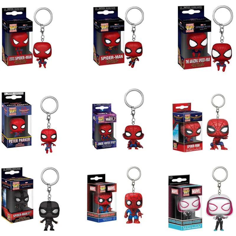 Funko Pop Marvel Spider-Man, Spider-Man Agachado, Spider-Man Lejos de Casa, Llavero con Capa de Spider-Man, Regalo de Cumpleaños para Niño, Regalo de Navidad