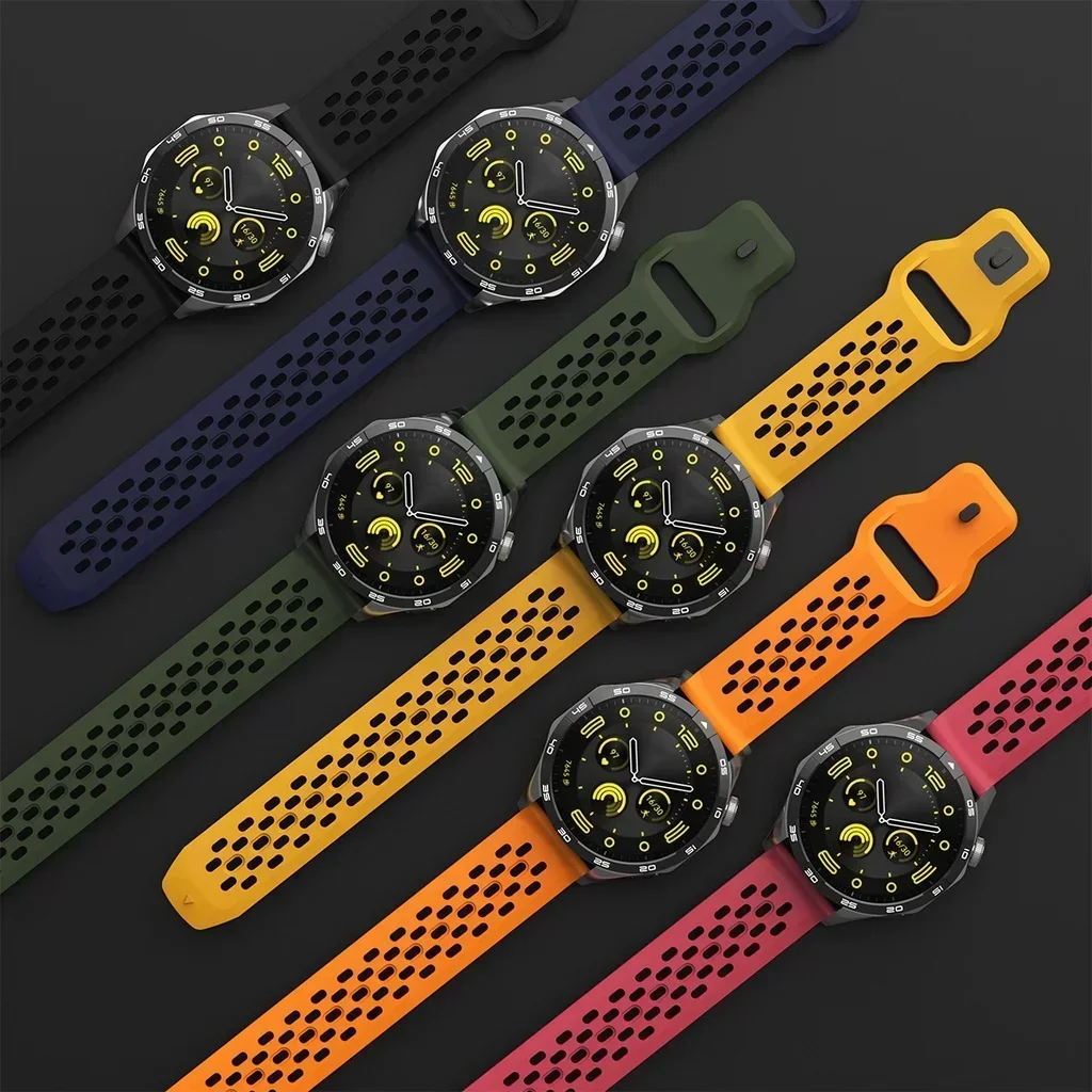 18mm 20mm 22mm hole Silicone Band for Samsung Galaxy Watch 6 5 4 for Huawei GT4 3 GT2 pro bracelet for Garmin Vivoactive 4 strap