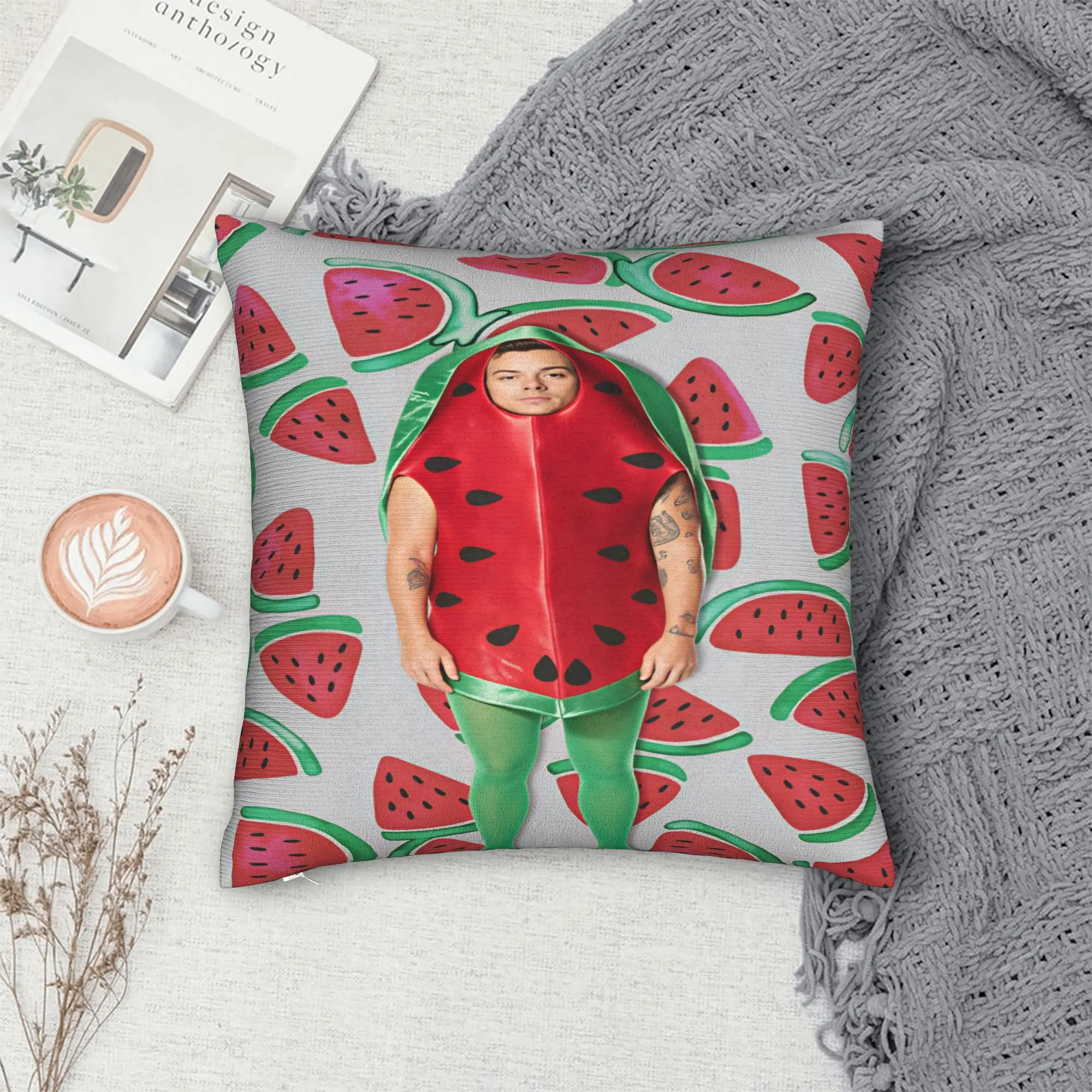 Harrys S-Styles Kiss Al the Time Pillow Case  Square Pillow Cover Kawaii Cushion Cover For Living Room Chair