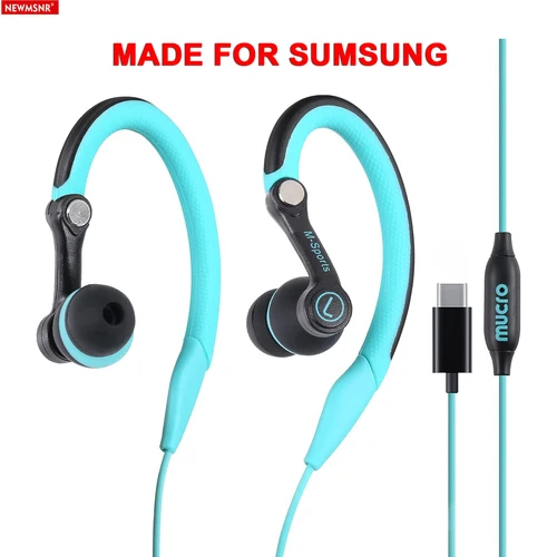 (Con funda gratis) Auriculares deportivos estéreo tipo C con gancho para la oreja, auriculares con cable para iPhone15/16, auriculares Samsung con micrófono HD