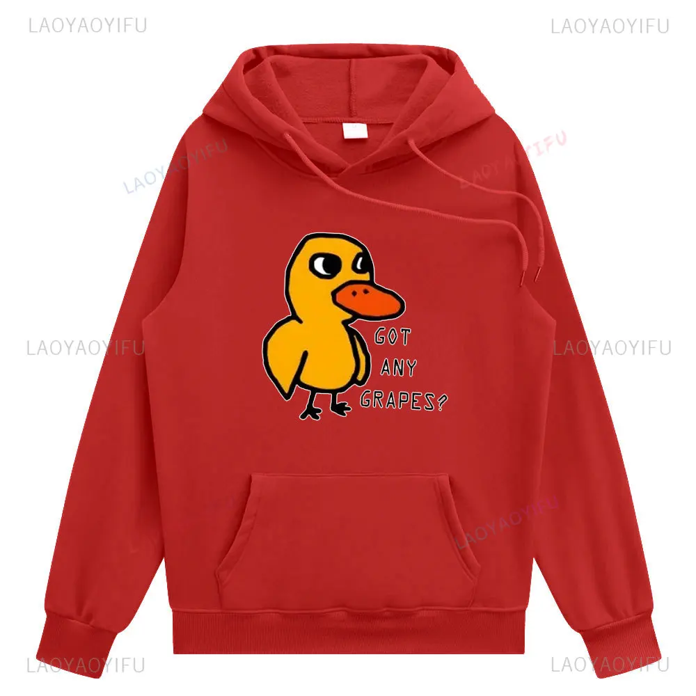 2025 The Duck Song Got Any Grapes Hoodie Kawaii Girls Winter Sweatshirt Long Sleeve Men's Hooded Pullover Casual Fashion Hoodie