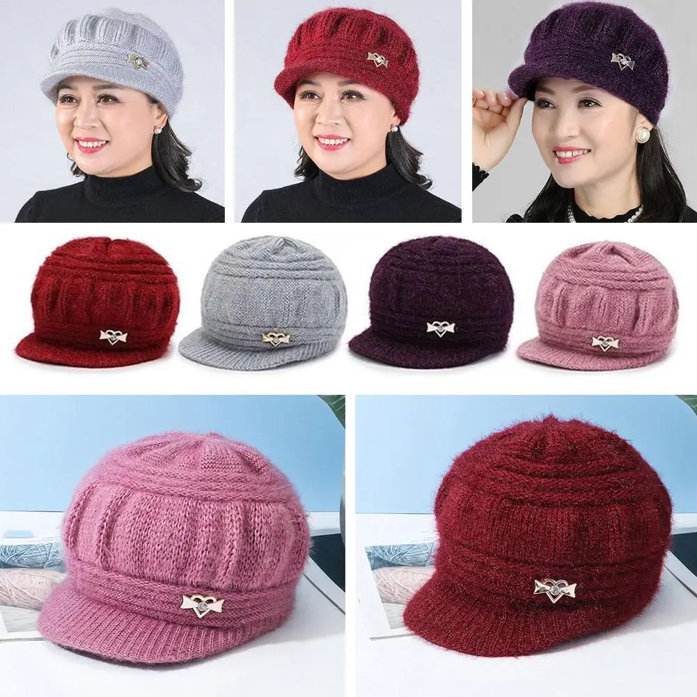 1pc Wool Women's Fashion Hat Plush Knitted Wind Solid Hat Warm Winter And Ear Simple Autumn Atmosphere Guard Color X4u7