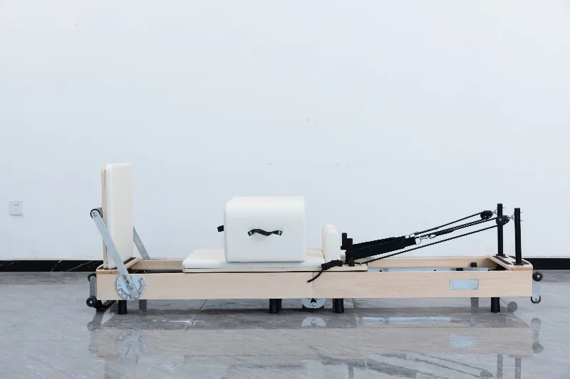 YTYIN Premium Foldable Wood Pilates Reformer Space Saving Wood Pilates Foldable Reformer