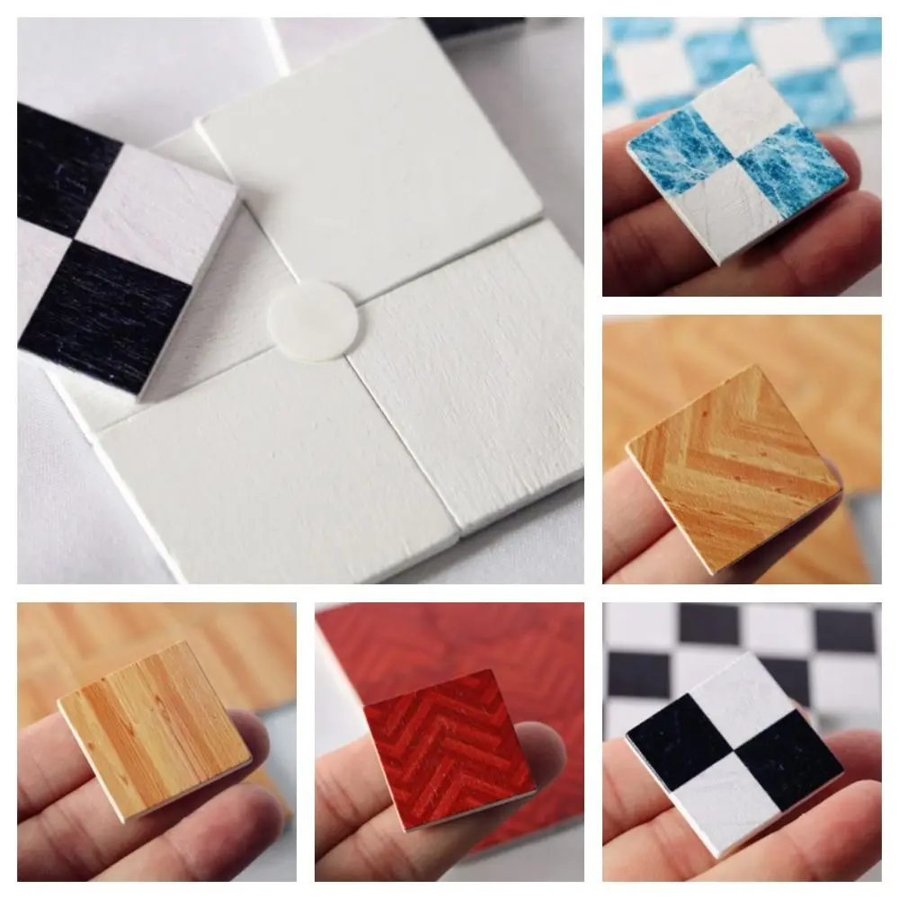 9 unids/set juego de simulación 1:6/1:12 muebles para casa de muñecas cuadrado DIY casa de muñecas suelo de madera juguetes educativos bloque de madera