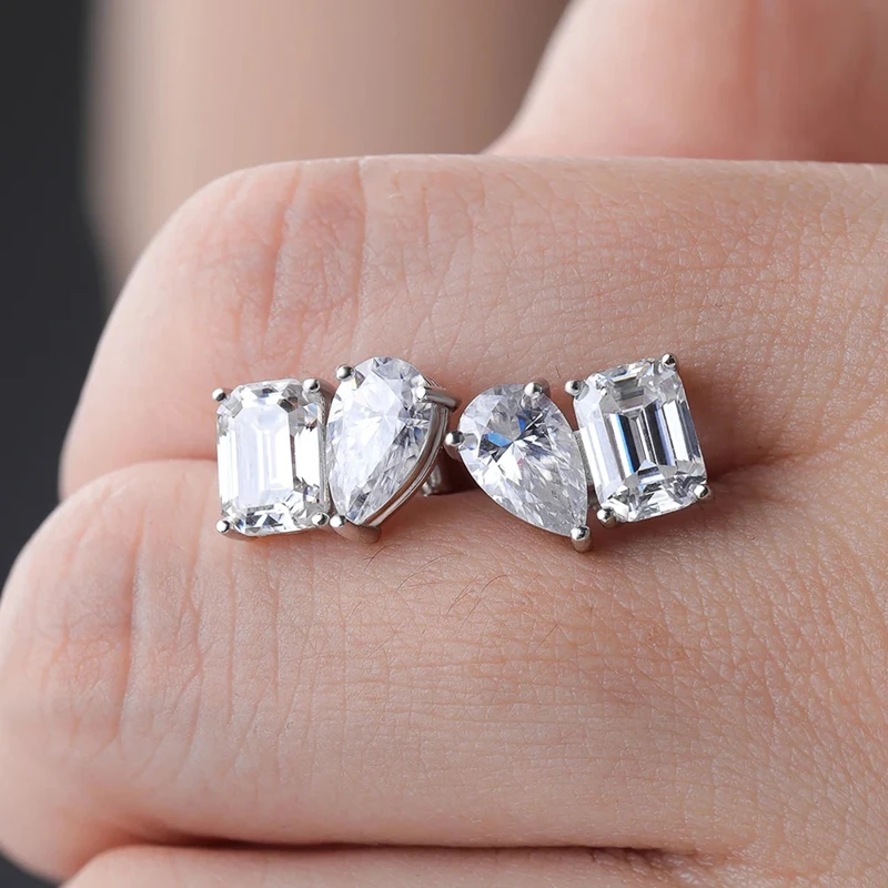 Celestinova 14K Vergoldete 5x7mm Birnenförmige Zweisteinige CZ-Ohrstecker Wasserdicht Anlaufgeschützt Luxus-Schmuck Geschenk Damen-Ohrringe – Detail 5