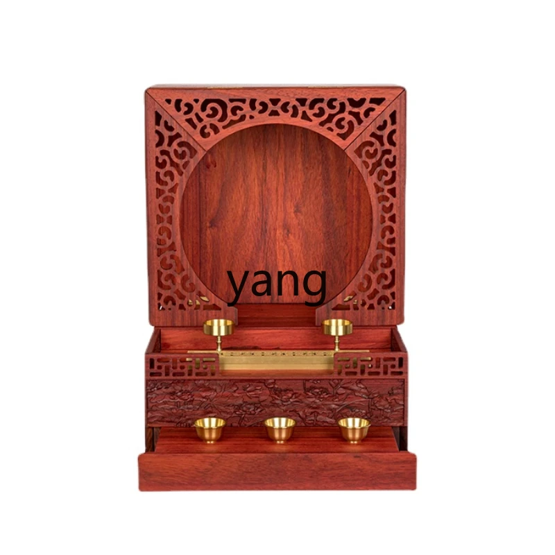 

Cx Log Foldable and Portable Buddha Shrine Unpainted Mortise New Chinese Style with Door Wall Hanging Shrine