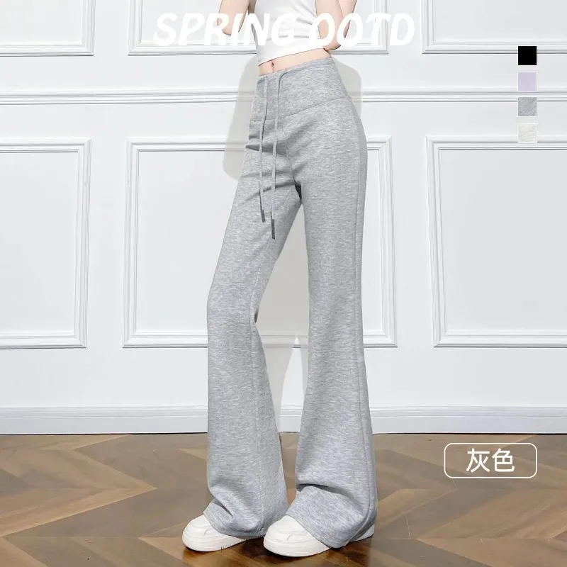 

Women Soft Breathable High Waist Sweatpants Elastic Drawstring Draped Wide Leg Yoga Fitness Casual Trousers