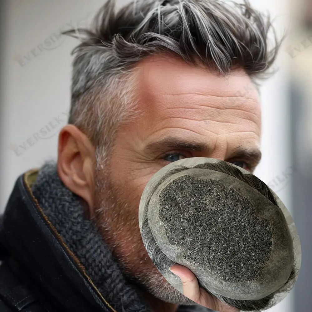 

Мужской парик-накладка с естественной линией роста волос, на швейцарской сетке и полиуретановой основе, прочный капиллярный протез, цвета 1b10, 1b30, серый, черный, коричневый, из натуральных человеческих волос