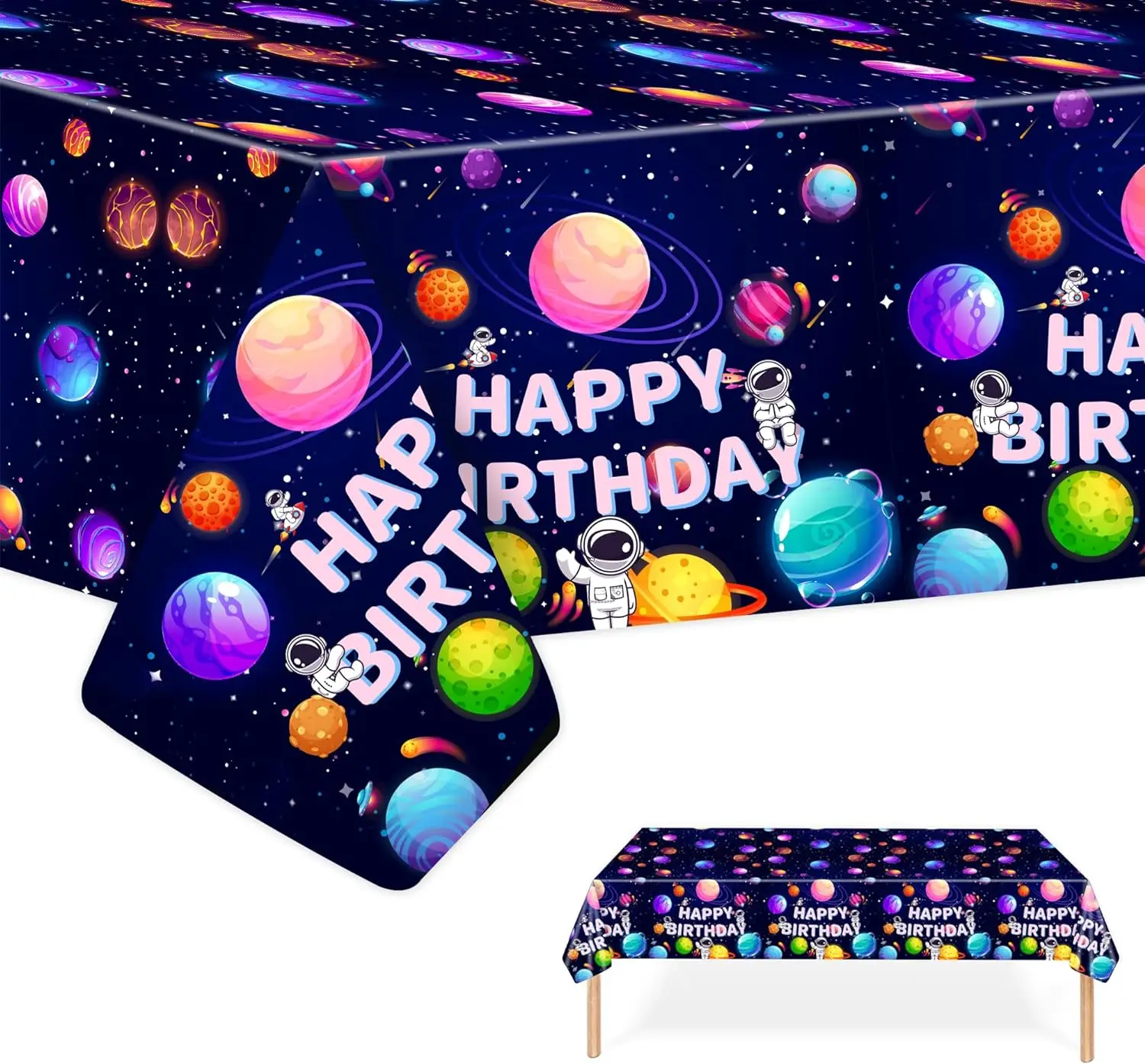 Space Tablecloth Outer Space Themed Birthday Party Supplies Birthday Table Cover for Solar System Galaxy Planets Astronaut Party