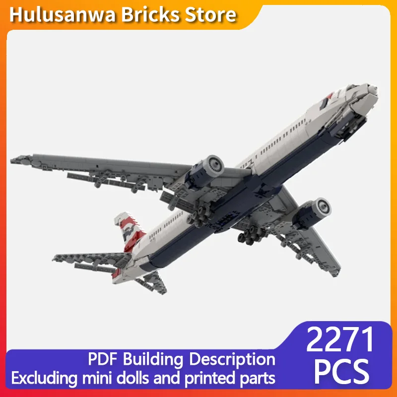 Modèle d'avion de ligne civil 777-300er, briques de construction MOC, équipement de guerre, technologie modulaire, jouets à assembler pour enfants, costume, cadeaux de vacances