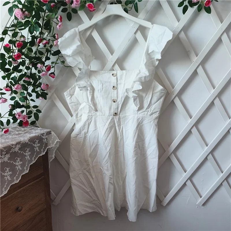 

Summer Women's Cotton Linen ter Dr Tagkita Brand Svel Midi Length Square Collar Single Button Casual Home Wear Pu...