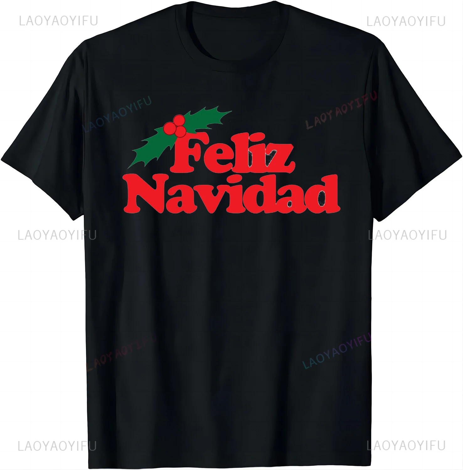 XMAS  Merry Christmas Feliz Navidad Print on Demand Unisex Summer Streetwear Tops Mens T Shirt Printed T-shirt