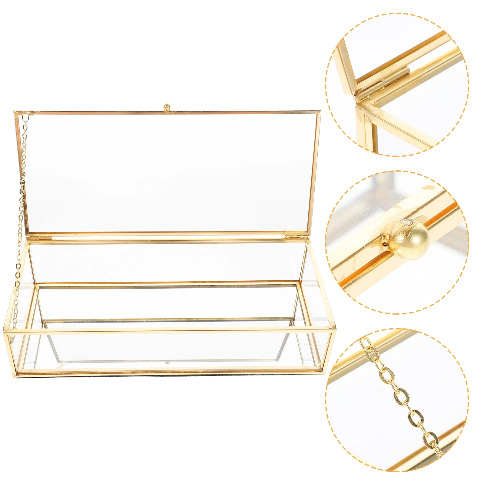 

Elegant Alloy and Glass Jewelry Storage Case Keepsake Box for Bracelets Watches Rings Home Decor Desktop Organizer