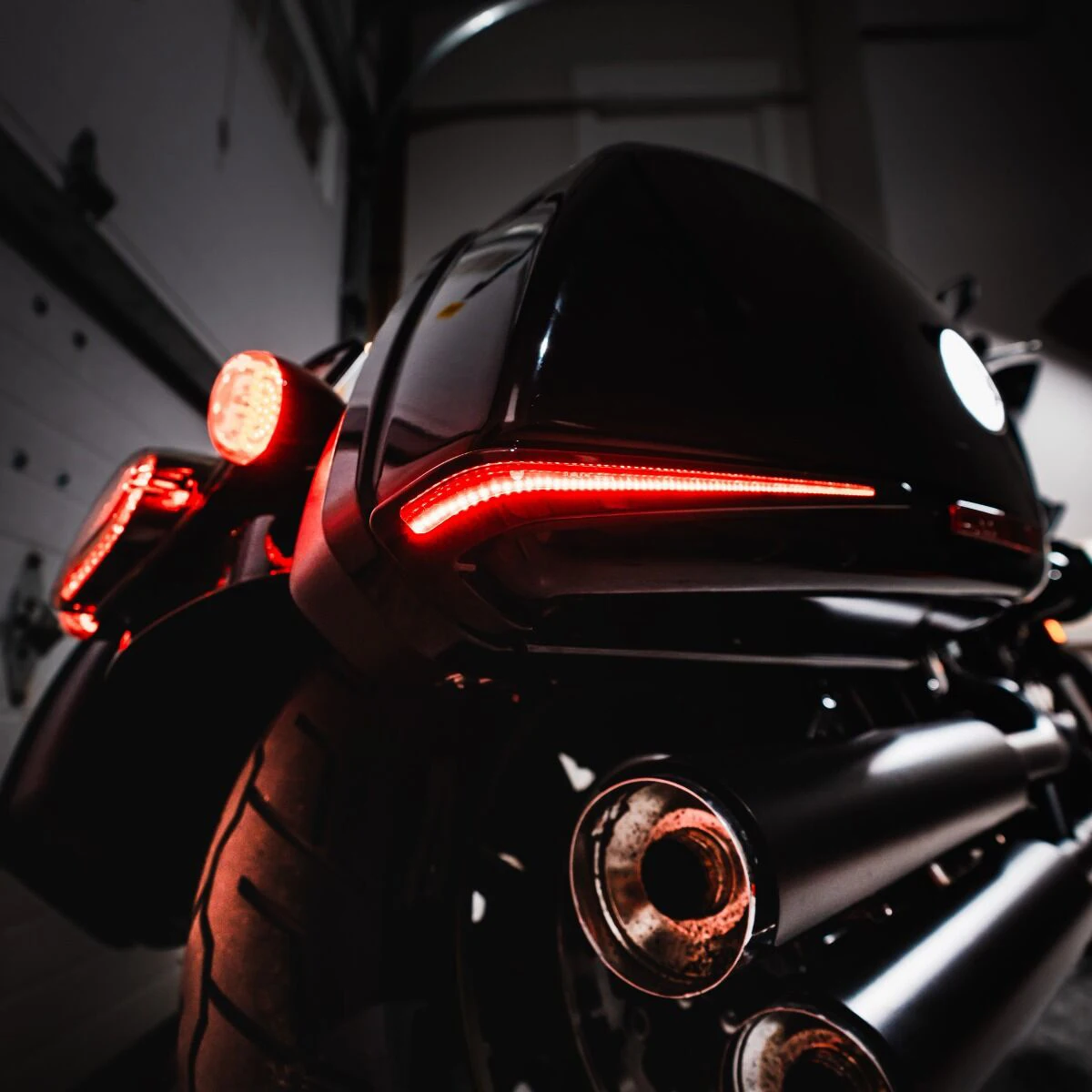 FOR Harley Low Rider ST FXLRST | El Diablo Style | Red Tracer LED Indicators for Rear Saddlebags: Run, Turn, Brake Lights