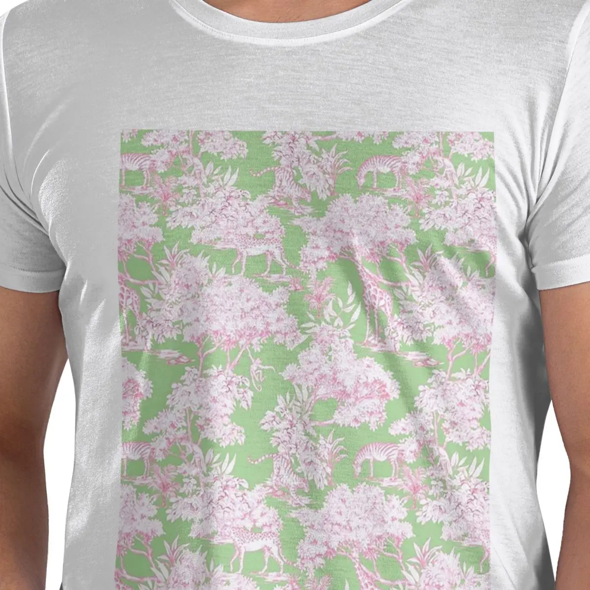 

Forest Toile De Jouy 100% Cotton T-Shirt Men's Oversized T Shirts Men O-Neck Short Sleeve S-6XL