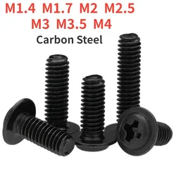 PWM M1.4 M1.7 M2 M2.5 M3 M3.5 M4  Black Carbon Steel Cross Phillips Pan Round Head With Washer Collar Screw Bolt