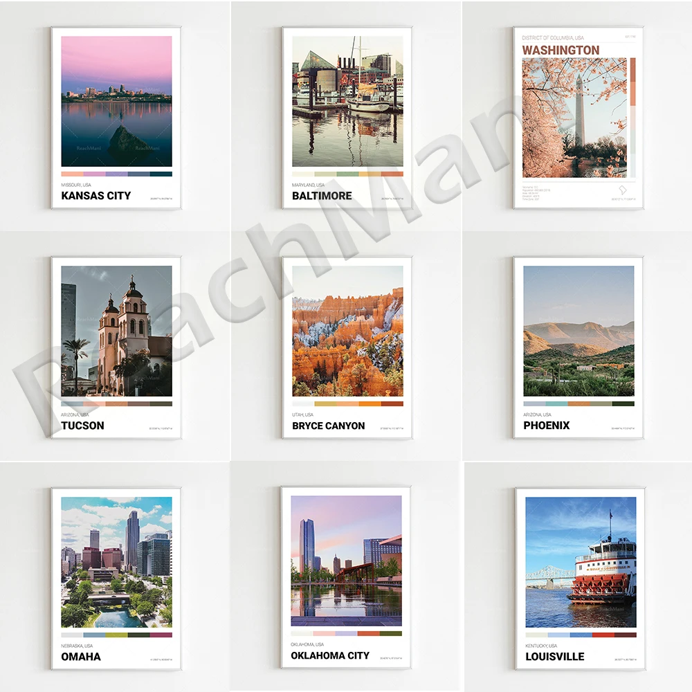 

Milwaukee, Columbus, Louisville, Bryce, Washington DC, Nebraska, Arizona, Kansas City, Baltimore, Oklahoma City travel posters