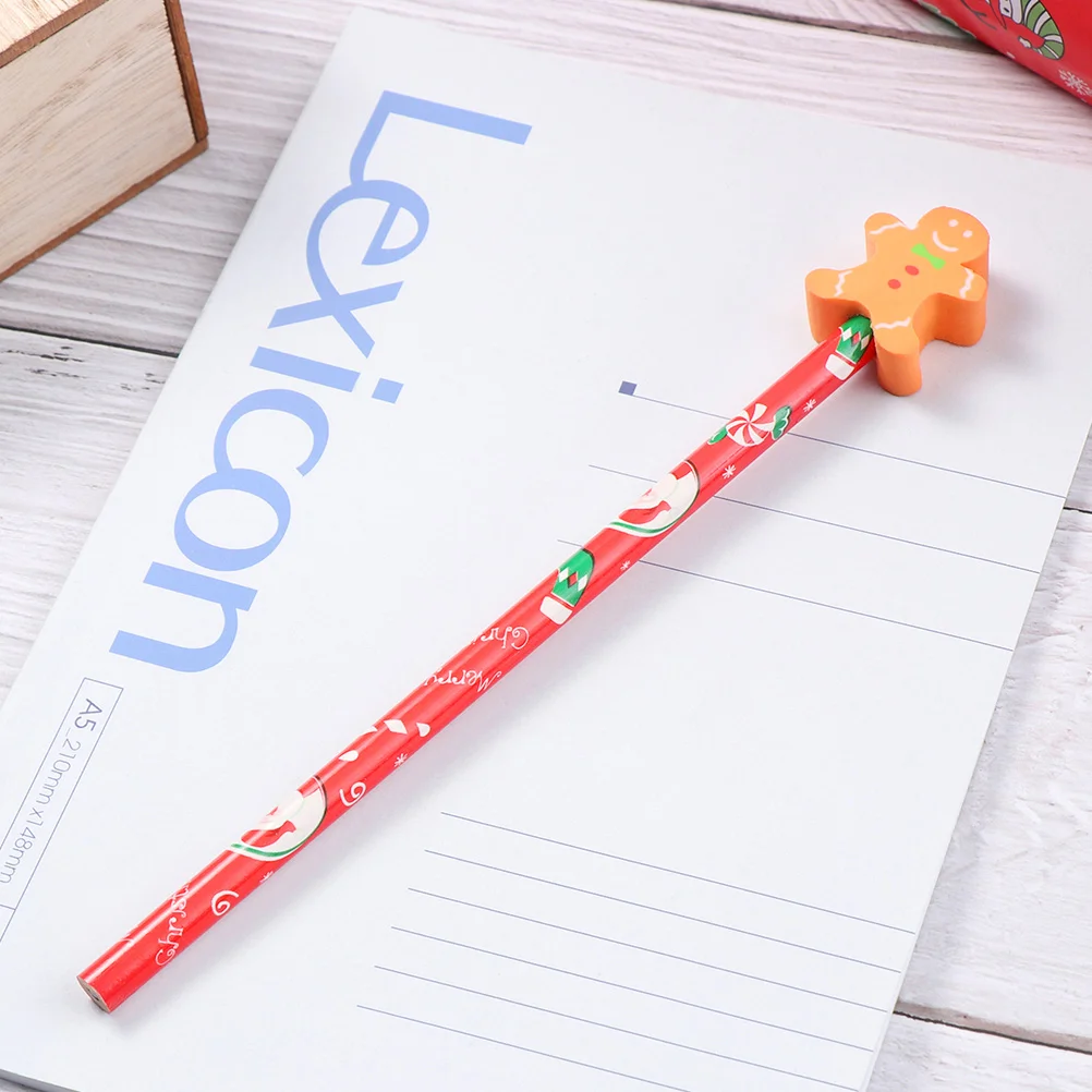 20 Pcs Christmas Pencil Pencils Student Stationery with Eraser Kit Wood Supplies Kids Child