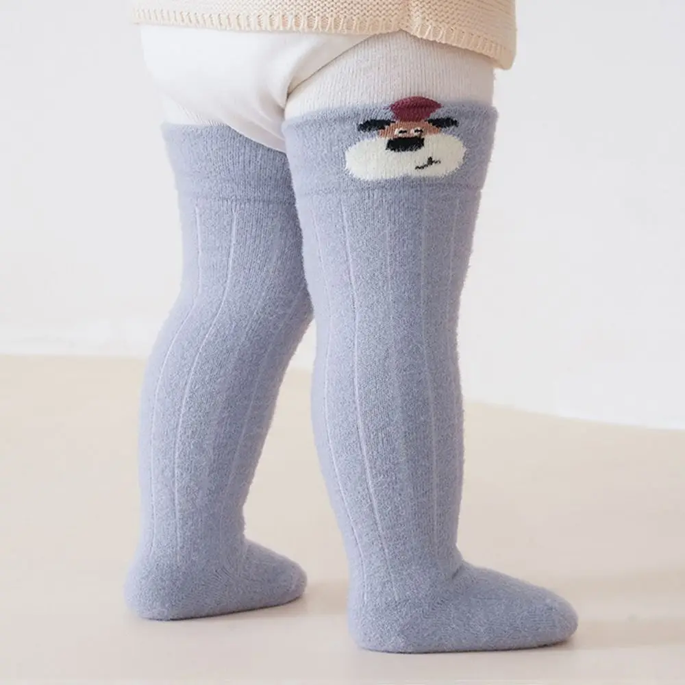 Cute Warm Knee High Socks Soft Thicken Newborn Long Socks Cartoon Elastic Toddler Socks Winter